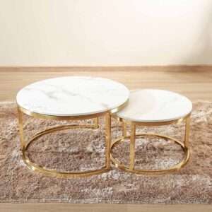 KT1619-COFFEE TABLE-MARBLE-GOLDEN LEGS