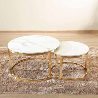 KT1619-COFFEE TABLE-MARBLE-GOLDEN LEGS